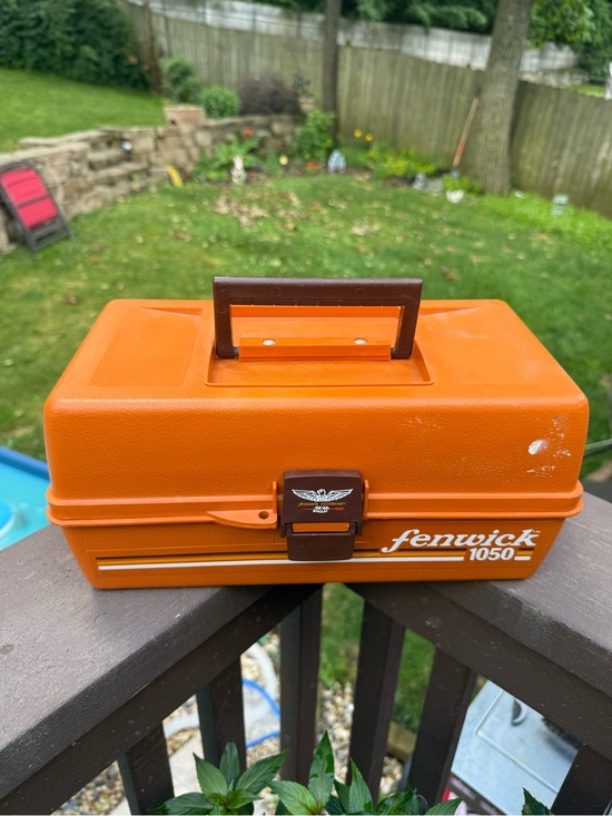 fenwick Other - Vintage Fenwick Woodstream 1050 Tackle Box Orange, 2 Trays, 15 Comp